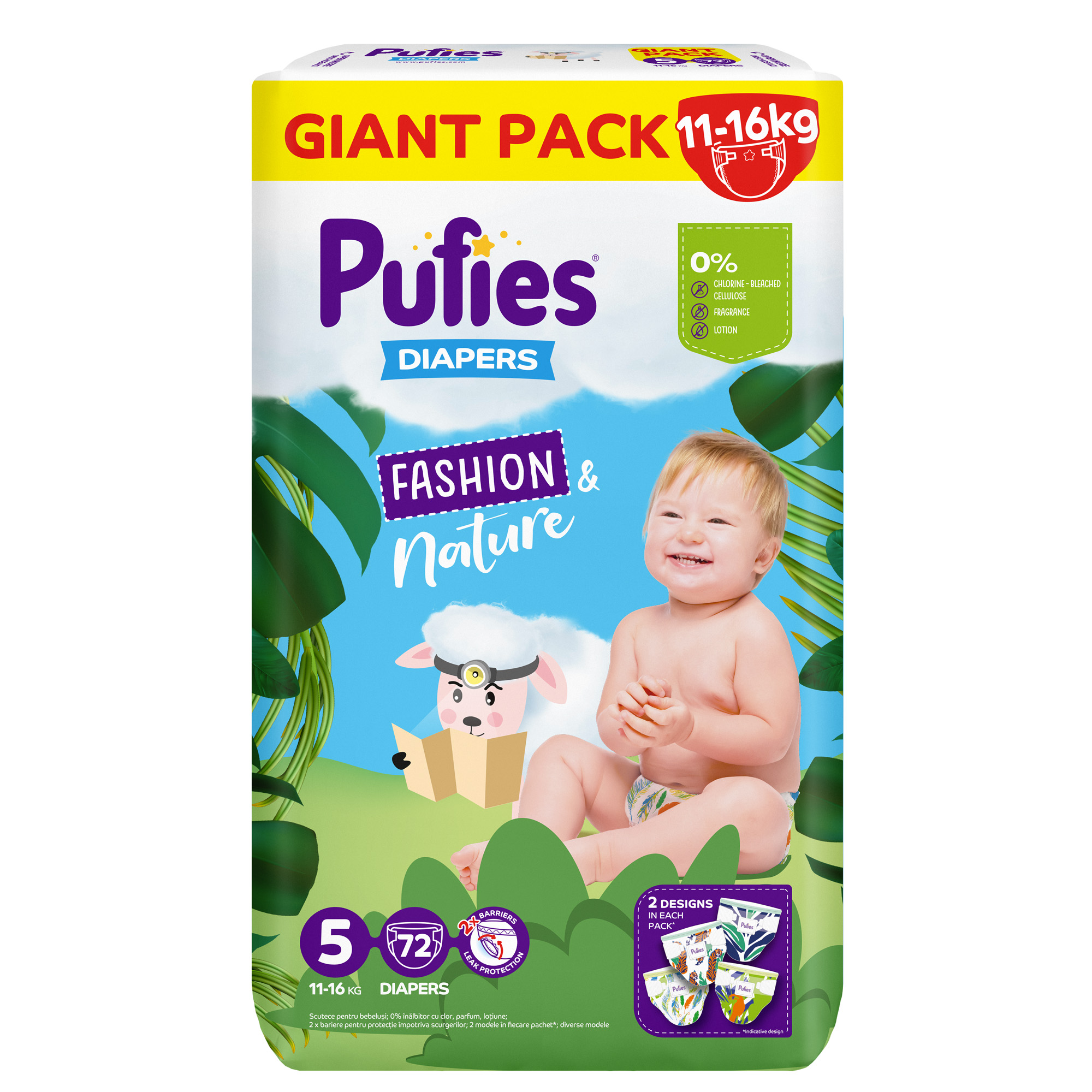 Scutece Fashion & Nature, Nr. 5, 11-16 kg, 72 buc, Pufies