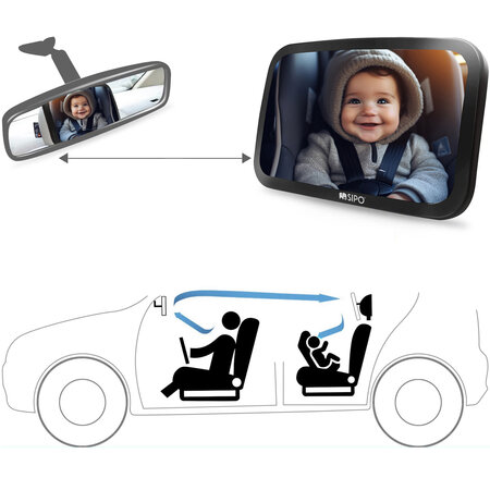 Oglinda auto cu fixare pe tetiera si rotire 360 de grade, Sipo 608474