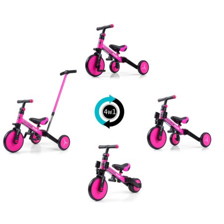 Tricicleta 4 in 1 Optimus Plus, Pink, 12 luni-5 ani, Milly Mally 608744