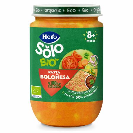 Piure Bio cu macaroane si rosii Solo, 8 luni+, 190 g, Hero Baby