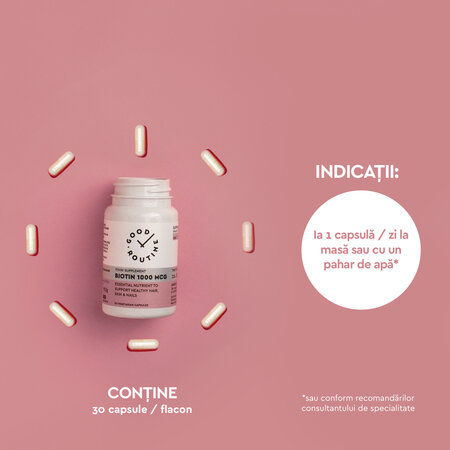Biotin Good Routine, 1000 mcg, 30 capsule vegetale, Secom 777567