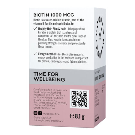Biotin Good Routine, 1000 mcg, 30 capsule vegetale, Secom 777560
