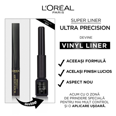 Tus lichid pentru ochi Infaillible Grip Liner 24h, 3 ml, Vinyl Black, Loreal Paris 608910