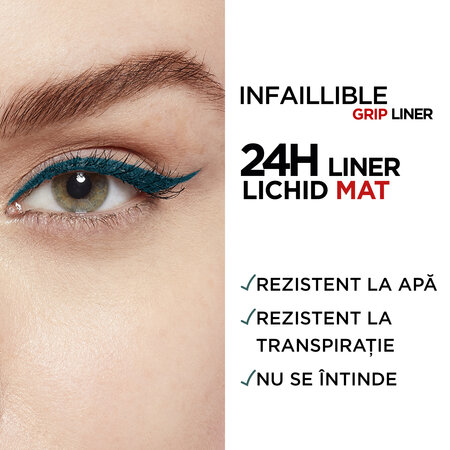 Tus lichid pentru ochi Infaillible Grip Liner 24h, 6 ml, 04 Emeraude, Loreal Paris 608921
