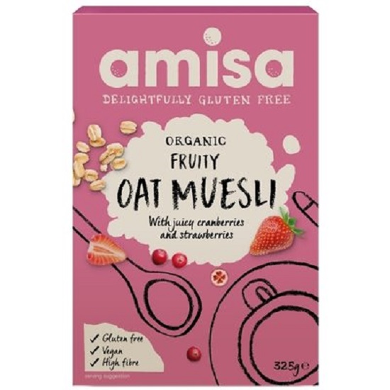 Musli cu fructe si ovaz fara gluten Bio, 325 g, Amisa