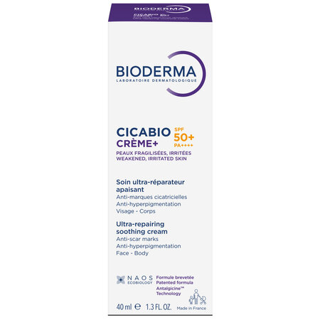 Crema reparatoare cu SPF 50+ pentru fata si corp Cicabio Creme+, 40 ml, Bioderma 800651