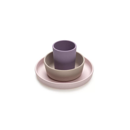 Set 3 recipiente din silicon pentru hrana, Mov, Roz si Gri, Melii 609856