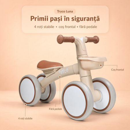 Prima bicicleta de echilibru Luna, Off White, Tryco 776108