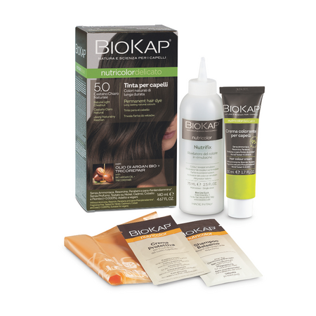 Vopsea permanenta pentru par Nutricolor Delicato, Natural Light Chestnut 5.0, 140 ml, Biokap 681913