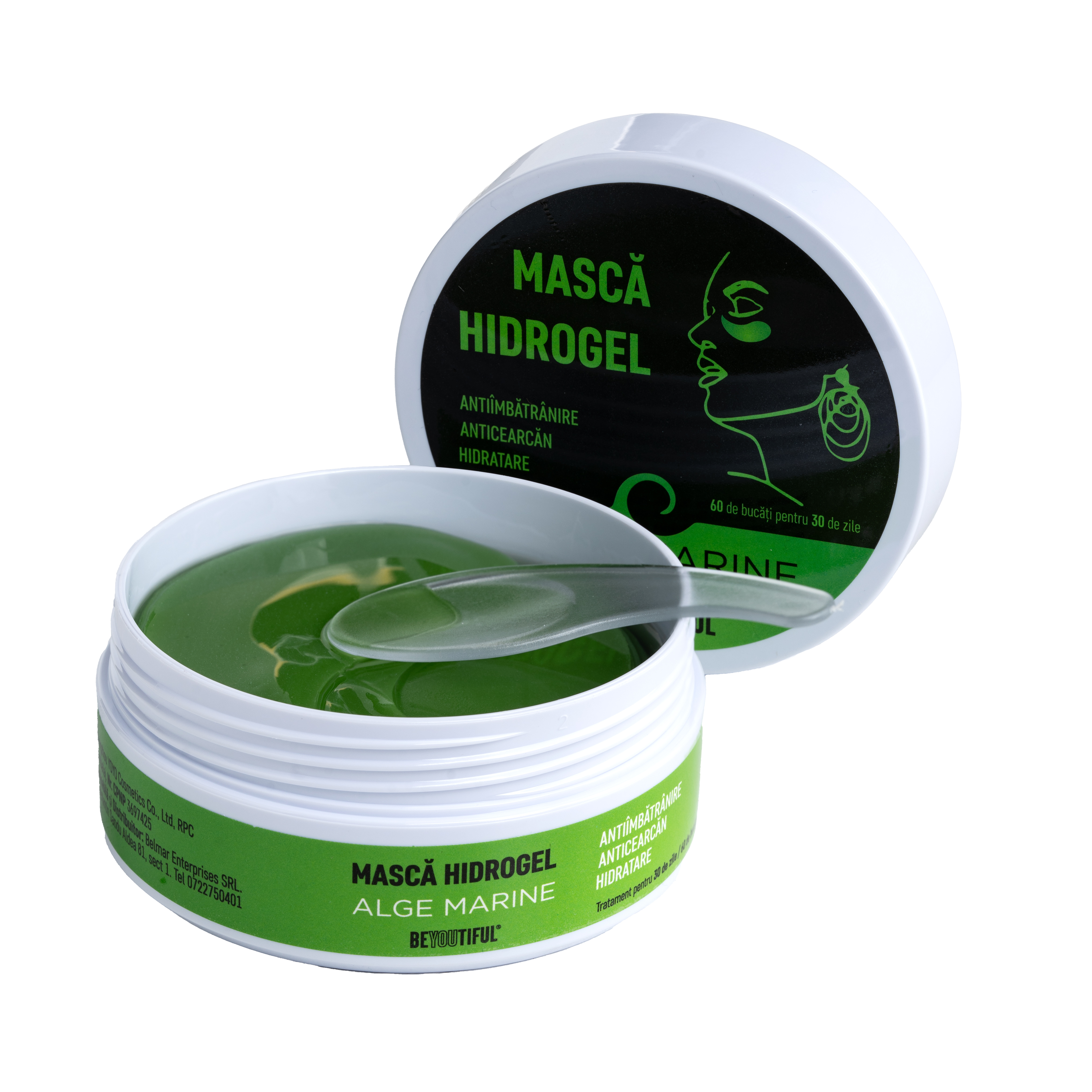 Masca hydrogel pentru ochi cu alge marine, 60 bucati, Beyoutiful