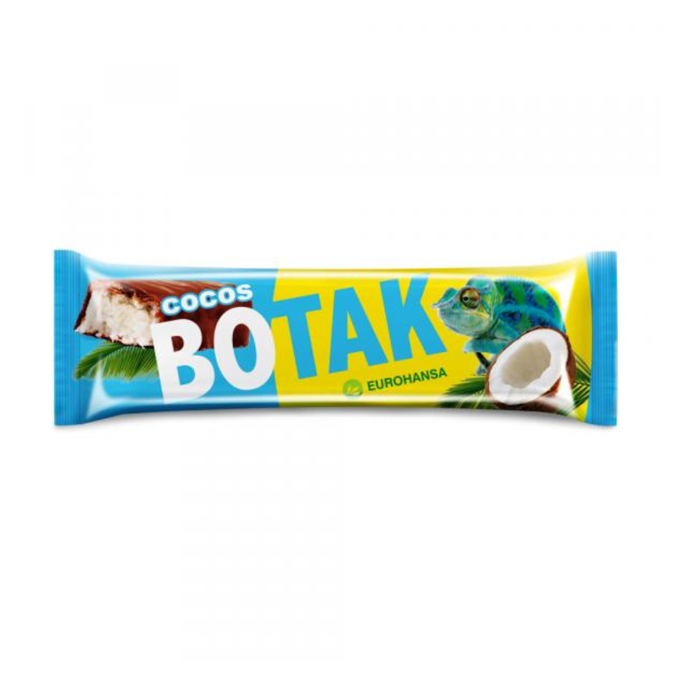 Baton de cocos in ciocolata cu lapte, 40 g, Botak