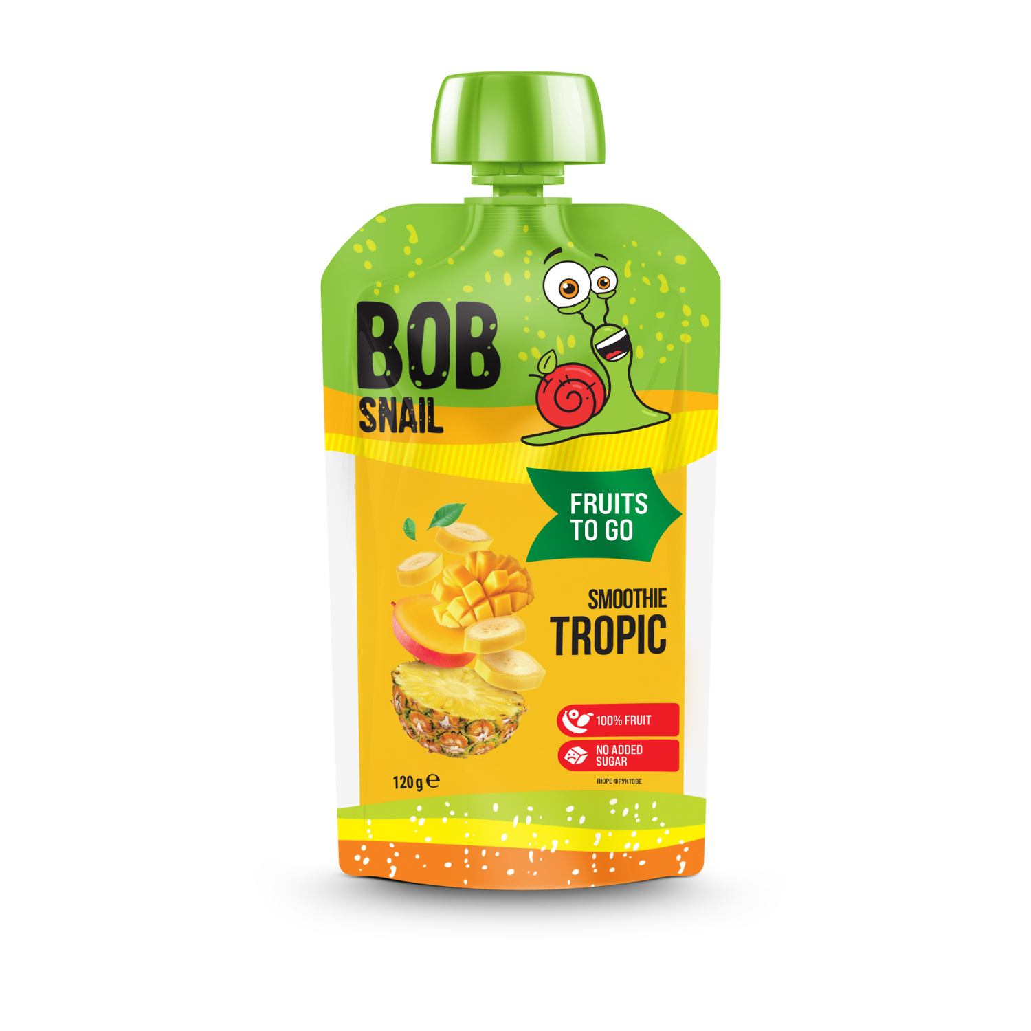 Smoothie natural din banane, ananas si mango, 120 g, Bob Snail