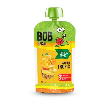 BOB SNAIL SMOOTHIE NATURAL DIN FRUCT BANANE CU ANANAS SI MANGO 120 GR