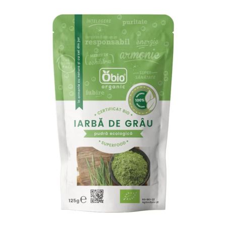 Iiarba de grau pulbere Eco, 125 g, Obio