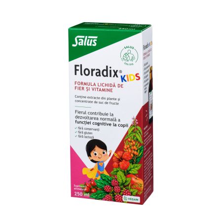 Formula lichida de fier si vitamine Floradix Kids, 250 ml, Salus 610741