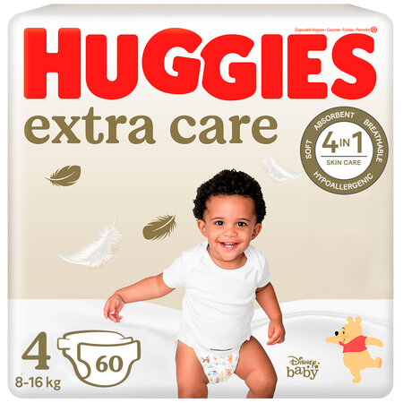 Scutece de schimb Extra Care, Nr. 4, 8-16 kg, 60 buc, Huggies 777839