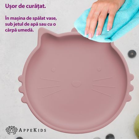 Bol din silicon Kitty II, 6 luni+, Old Rose, Appekids 612136