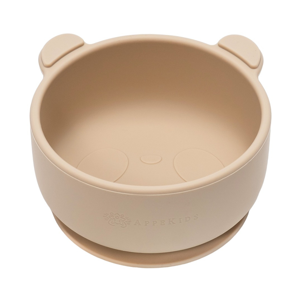 Bol din silicon cu ventuza The Little Bear, 6 luni+, Bubble Beige, Appekids