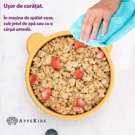 Bol din silicon cu ventuza The Little Bear, 6 luni+, Honey, Appekids 612167
