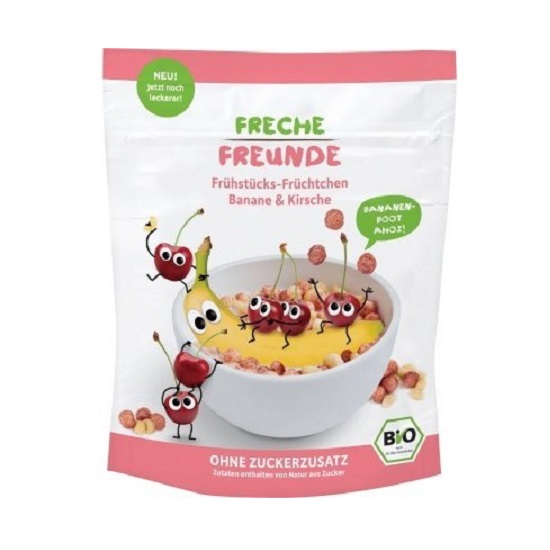 Cereale Eco pentru mic dejun cu banane si cirese, 125 gr, Freche Freunde