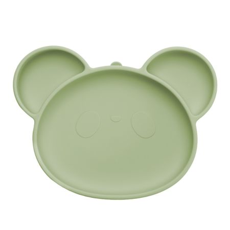 Farfurie din silicon cu ventuza Panda, 6 luni+, Raw Green, Appekids