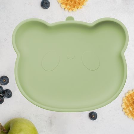 Farfurie din silicon cu ventuza The Little Bear, 6 luni+, Raw Green, Appekids 612760