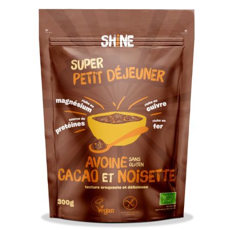 SHINE CEREALE INSTANT CU OVAZ CACAO SI ALUNE DE PADURE 300 GR BIO* 11267