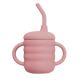 Cana din silicon cu pai, 6 luni+, Old Rose, Appekids 612845