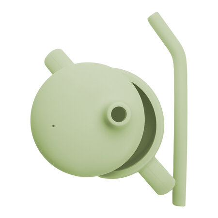 Cana din silicon cu pai, 6 luni+, Raw Green, Appekids 612836