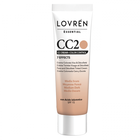 Crema colorata pentru fata si decolteu cu SPF 15, 7 Efecte, Medium Dark CC2, 25 ml, Lovren