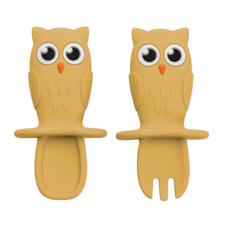 Set Tacamuri din silicon, AppeKids, OWL - Bufnita, 6 luni+, Honey, Appekids