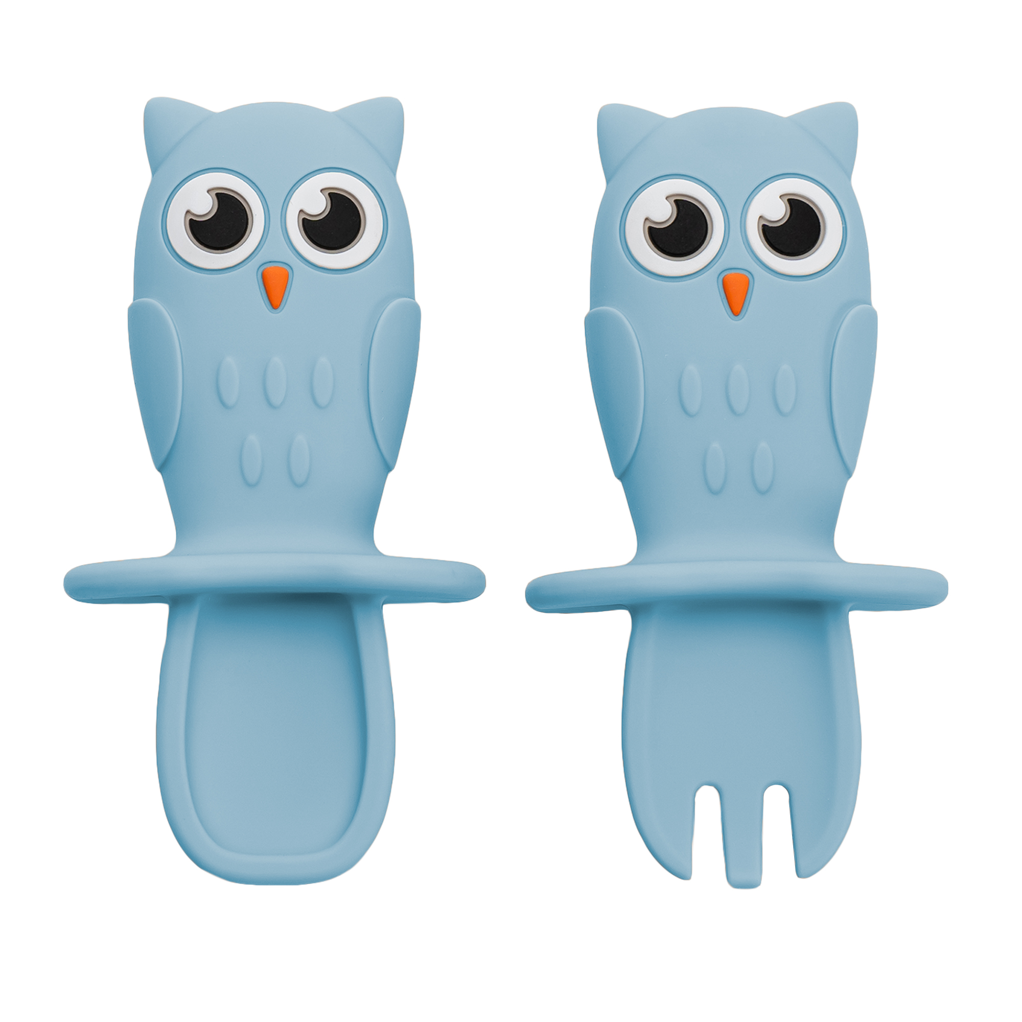 Set Tacamuri din silicon Bufnita, 6 luni+, Aqua Blue, Appekids