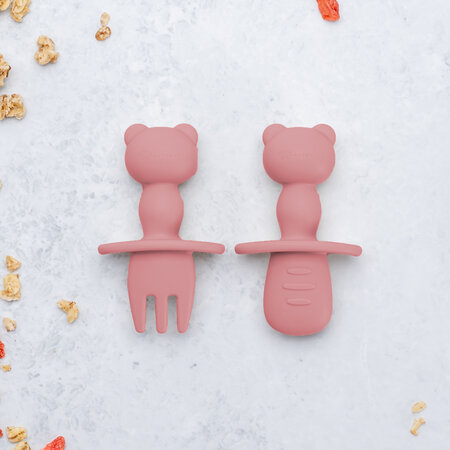 Set Tacamuri din silicon The Little Bear, 6 luni+, Old Rose, Appekids 613087