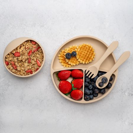 Set pentru diversificare din silicon Basic, 6 luni+, Bubble Beige, Appekids 613129