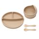 Set pentru diversificare din silicon Basic, 6 luni+, Bubble Beige, Appekids 613131