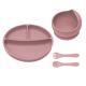 Set pentru diversificare din silicon Basic, 6 luni+, Old Rose, Appekids 613117