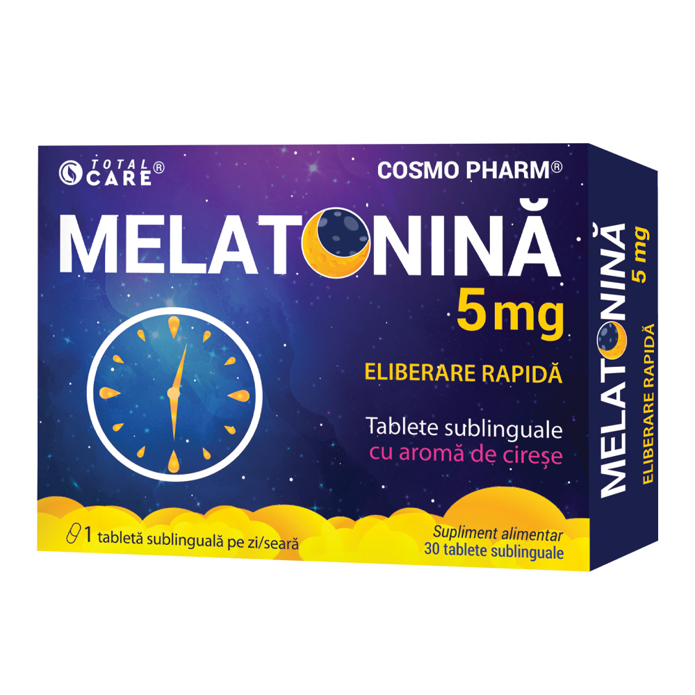 Melatonina eliberare rapida, 5 mg, 30 tablete sublinguale, Cosmopharm