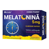 Melatonina eliberare rapida, 5 mg, 30 tablete sublinguale, Cosmopharm