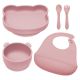 Set pentru diversificare din silicon Panda, 6 luni+, Old Rose, Appekids 613216