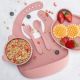 Set pentru diversificare din silicon Panda, 6 luni+, Old Rose, Appekids 613220