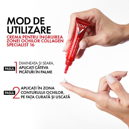 Crema pentru ingrijirea ochilor cu efect antirid Liftactiv Collagen Specialist 16, 15 ml, Vichy 686785