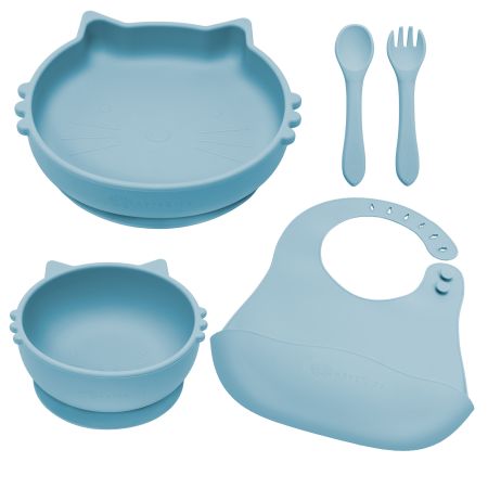 Set pentru diversificare din silicon Kitty, Aqua Blue, app