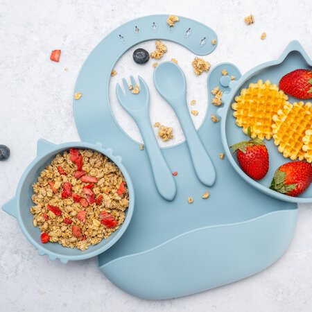 Set pentru diversificare din silicon Kitty, Aqua Blue, Appekids 613262