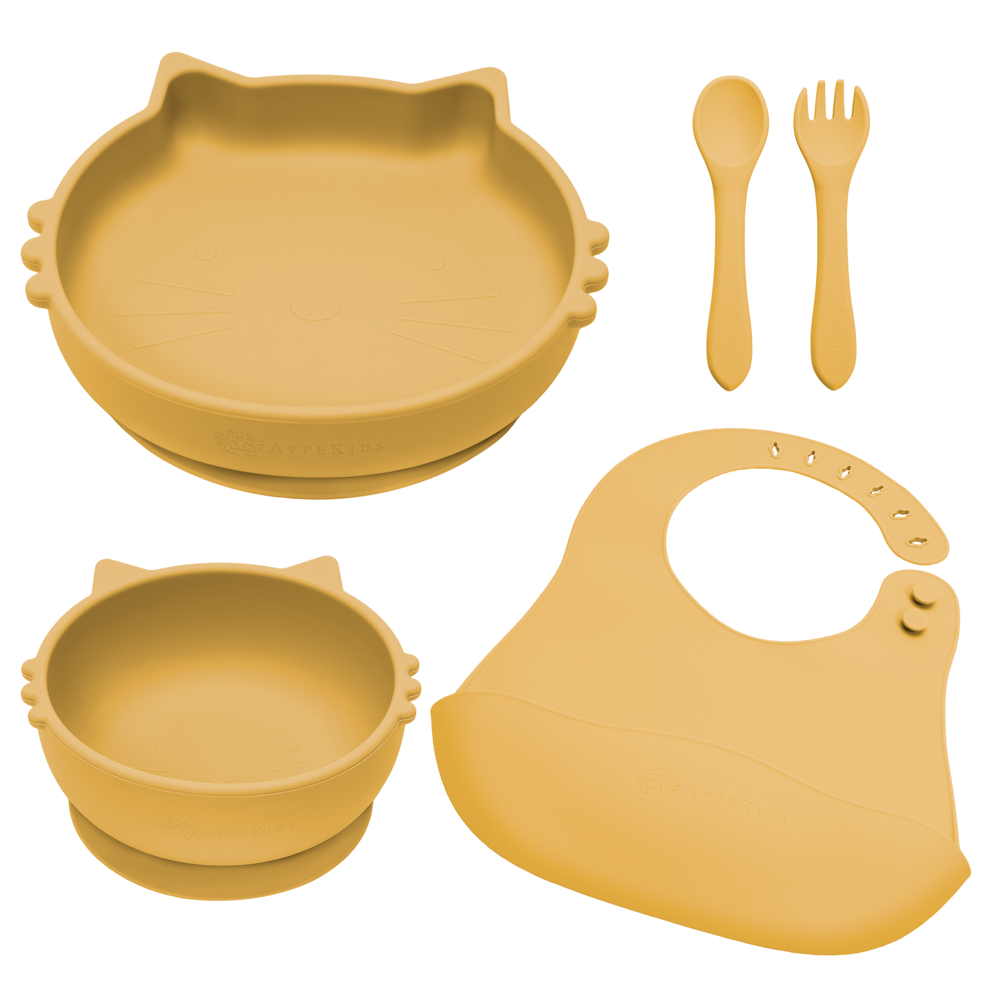 Set pentru diversificare din silicon Kitty, 6 luni+, Honey, Appekids