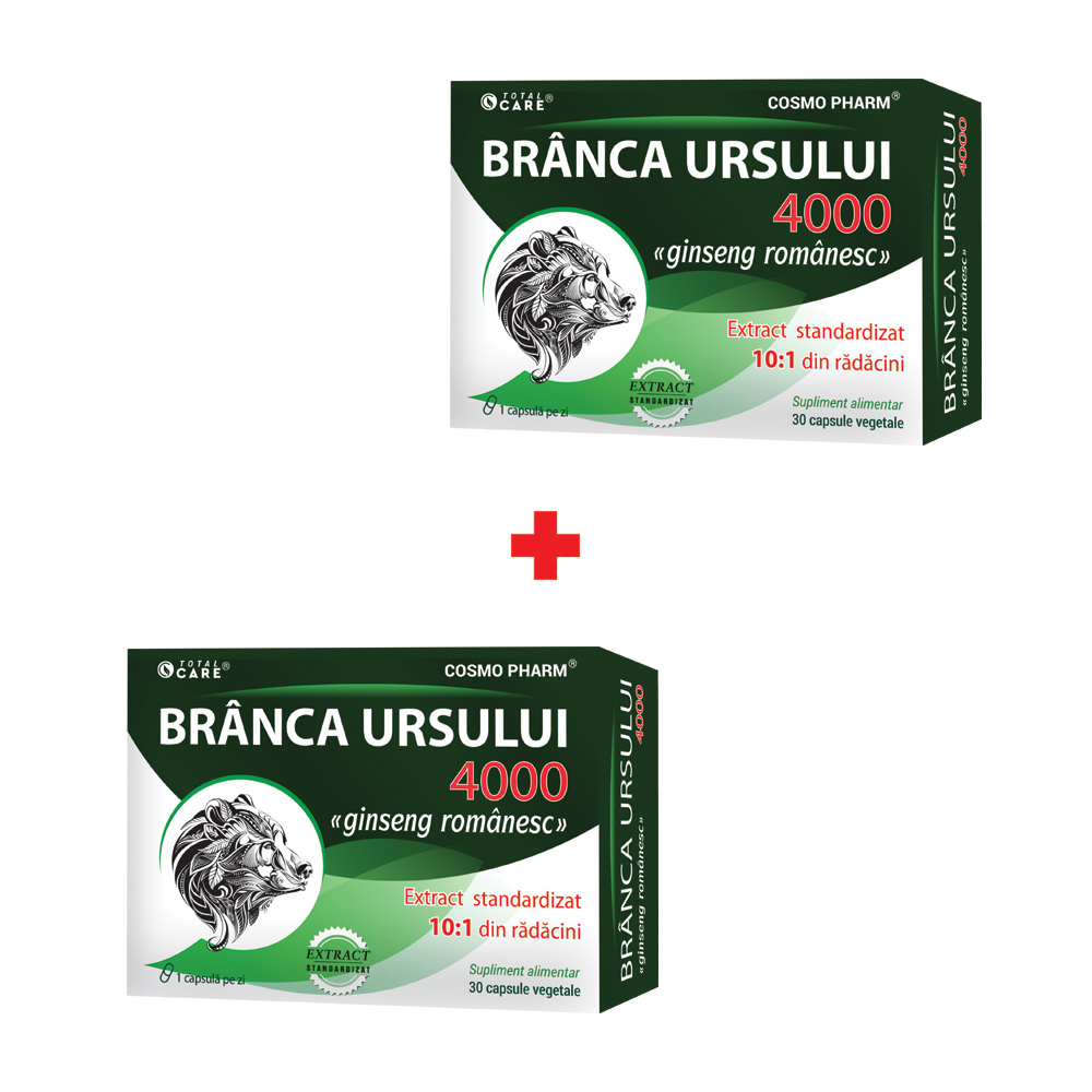 Pachet Branca Ursului 4000, 30 + 30 capsule vegetale, Cosmopharm