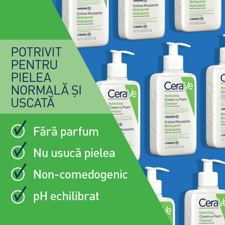 Crema de curatare spumanta si hidratanta, 473 ml, CeraVe 613361