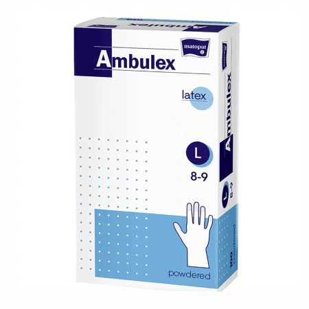 Manusi de examinare din latex pudrate, Large, 100 bucati, Ambulex