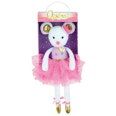 Jucarie de plus muzicala, +0 luni, 40 cm, Balerina Soricel Alb, Jemini 614704