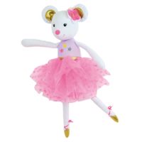 Jucarie de plus muzicala, +0 luni, 40 cm, Balerina Soricel Alb, Jemini
