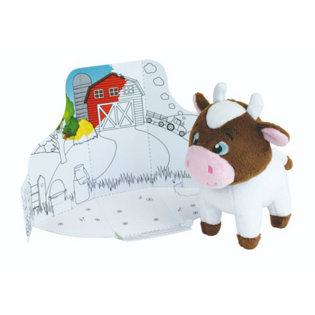 Jucarie de plus in cutie pentru colorat, 0-36 luni, 15 cm, Vacuta, Jemini 614738